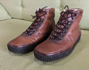 Vintage Brown Leather Bates Fur Lined Boots / Men's 8.5 Woman's 10 / Free US Shipping