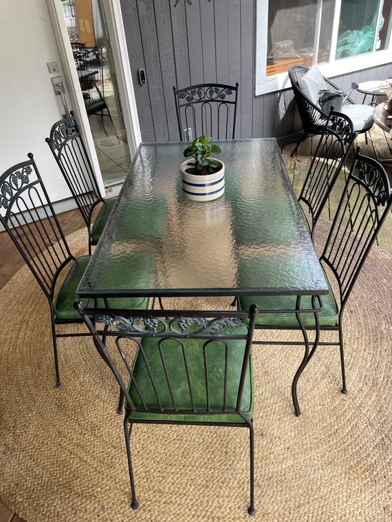 Vintage Mid Century Russell Woodard Black Wrought Iron Patio