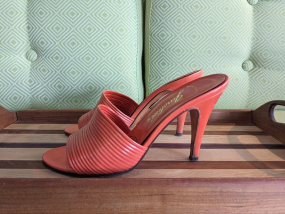 Vintage Garolini Orange Leather Heels / Size US 5… - image 5