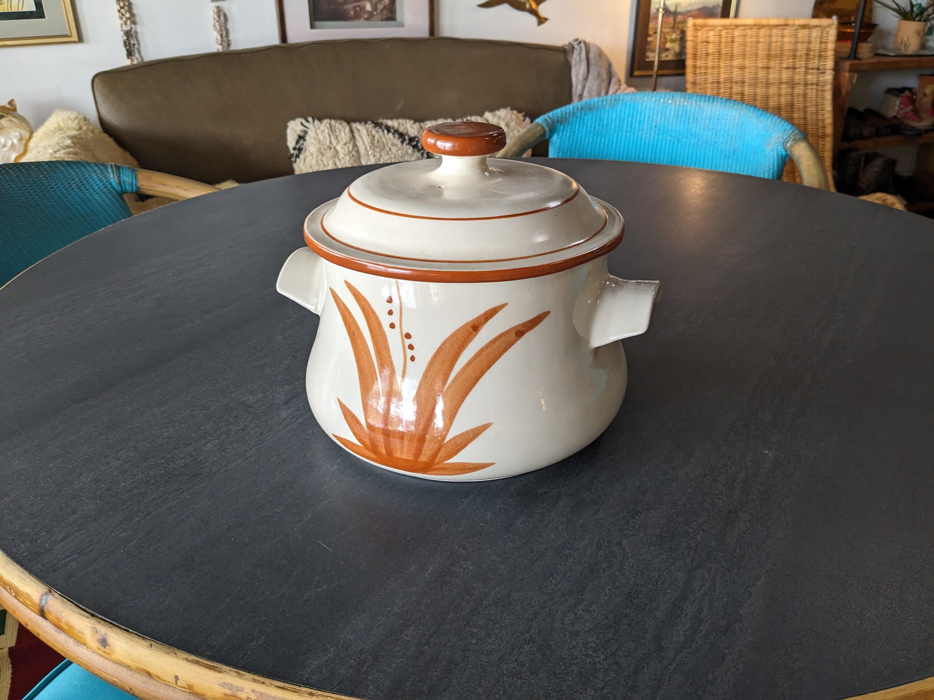Vintage Orange Crock Pot - Etsy