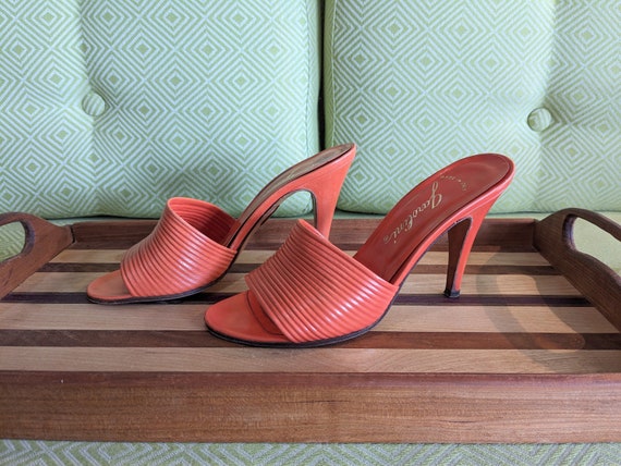 Vintage Garolini Orange Leather Heels / Size US 5… - image 3