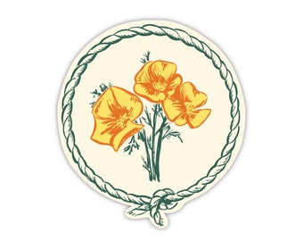 Vintage Style Sticker - California poppies