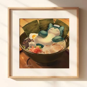 17. ポケモンカビゴンアートポスター - ラーメン / フードポスター / かわいいフードアート / キッチンアート / かわいいポケモン / かわいいカビゴンポスター / ウォールアート
