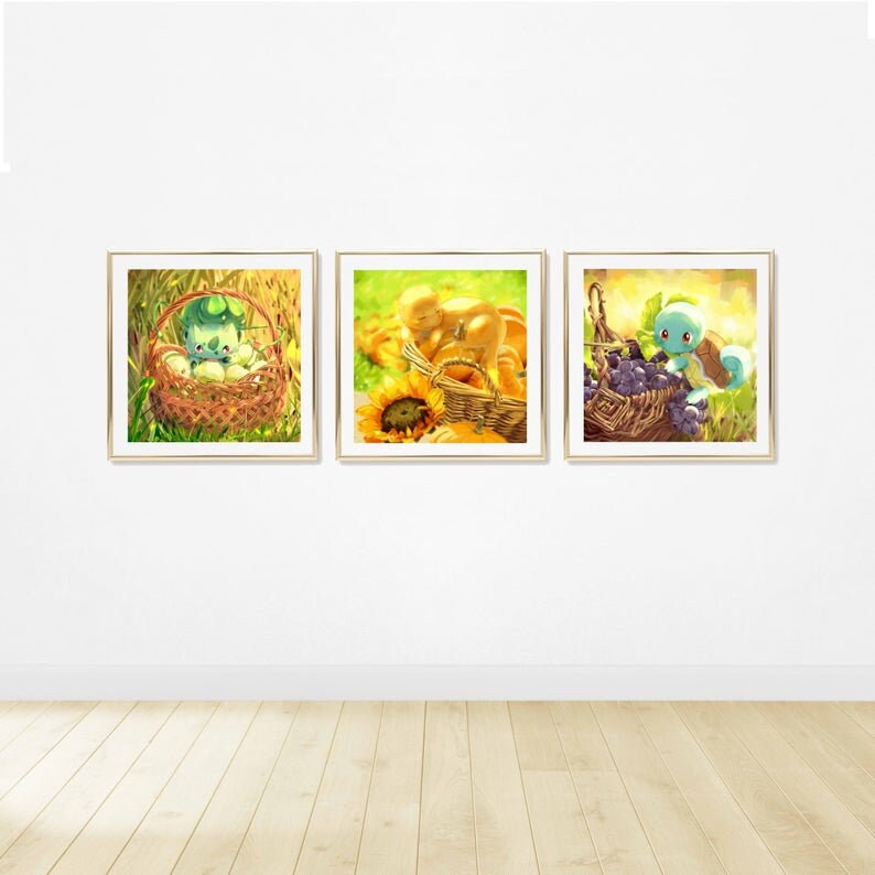 10. Pokemon Bulbasaur Art Poster Apples / Kawaii Food Art / Pokemon Decor / Pokemon Wall Art / Cute Pokemon Poster / Kanto Starter Poster image 3