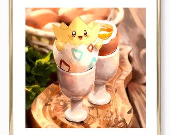 45. Pokemon Togepi Art Poster - Egg / Food Poster / Cute Food Art / Art for Kitchen / Kawaii Pokemon / Cute Togepi Poster / Wall Art