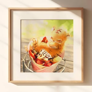 34. Fruits Basket Tiger Kisa Art Poster - Japanese Crepe / Food Poster / Cute Food Art / Art for Kitchen / Kawaii Tiger Cub / Cute Tiger Art