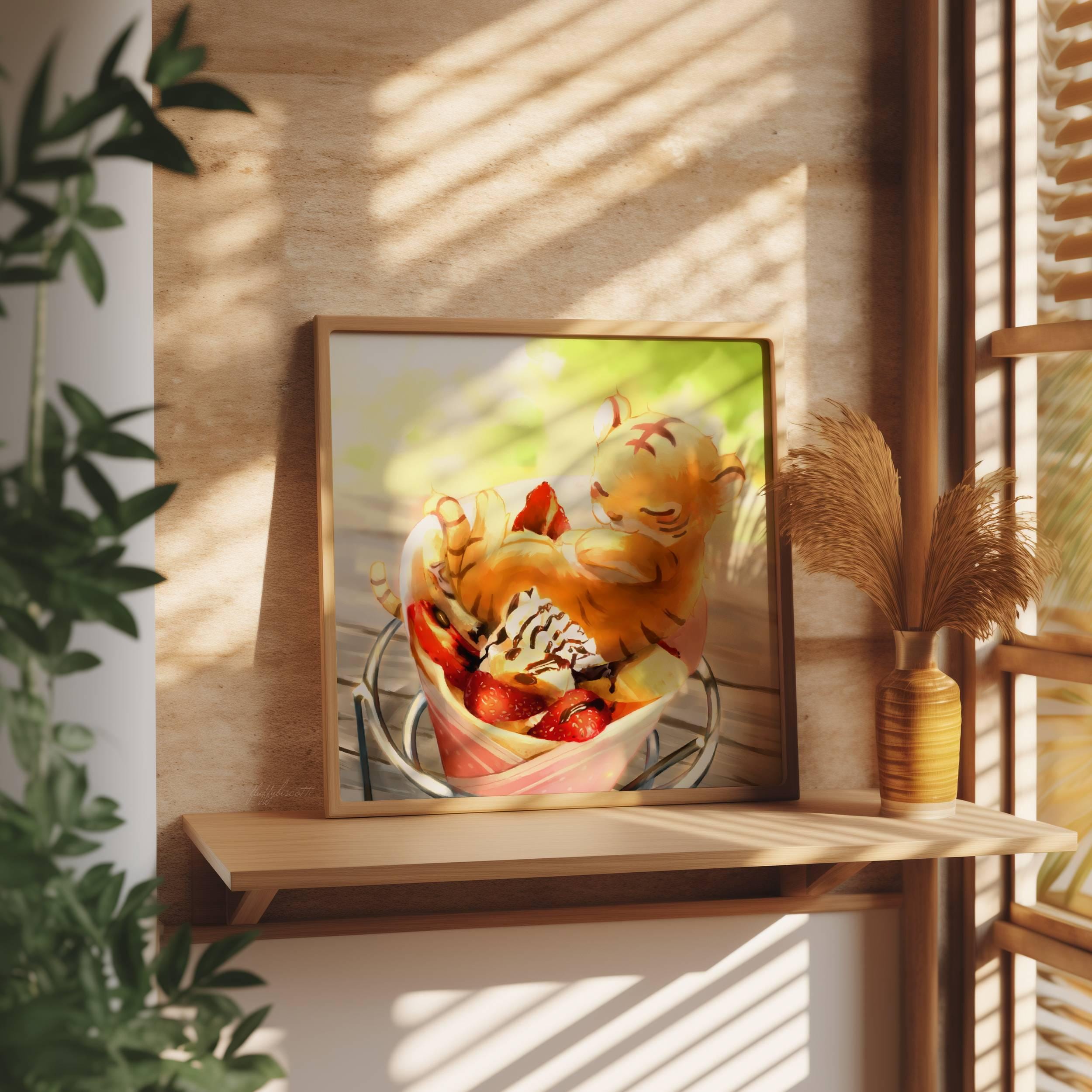34. Obstkorb Tiger Kisa Kunst Poster - Japanischer Crepe / Food Poster /  Süße Food Art / Kunst für Küche / Kawaii Tiger Cub / Cute Tiger Art - Etsy  Österreich, image size:2500x2500