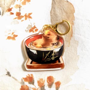 Capybara Acrylic Keychain - Oranges / Cute Capybara Charm / Capybara Bag Accessory / Kawaii Capybara Keychain