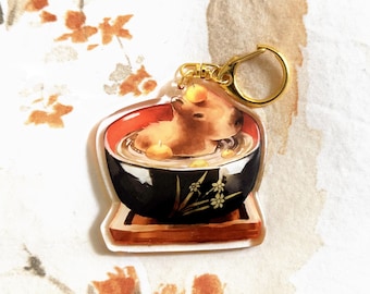Capybara Acrylic Keychain - Oranges / Cute Capybara Charm / Capybara Bag Accessory / Kawaii Capybara Keychain