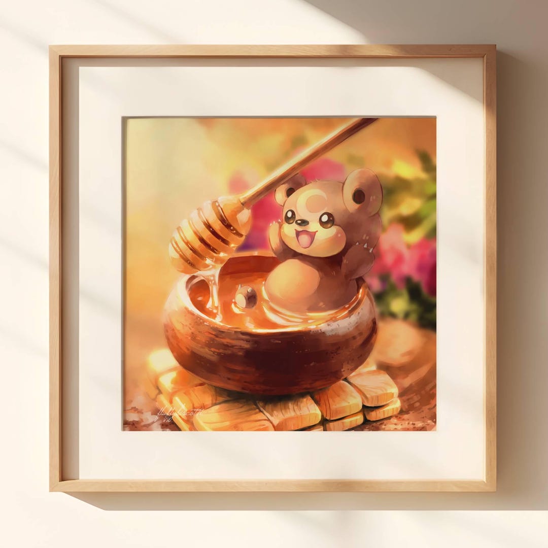 33. Pokemon Teddiursa Art Poster - Honey / Food Poster