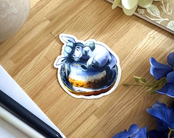 Glaceon Butterfly Pea Cake Sticker / Eeveelution Dessert Vinyl Sticker / Kawaii Glaceon Die-Cut Sticker