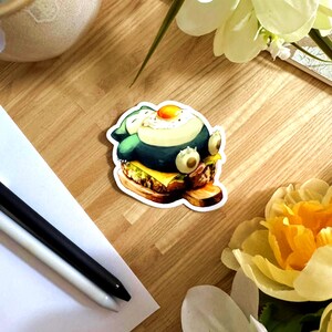 Snorlax Egg Toast Sticker / Snorlax Sandwich Vinyl Sticker / Kawaii Snorlax Die-Cut Sticker
