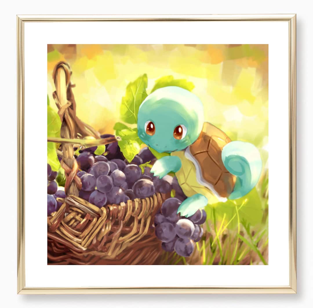 12. Pokemon Squirtle Art Poster Grapes / Kawaii Food Art / Etsy