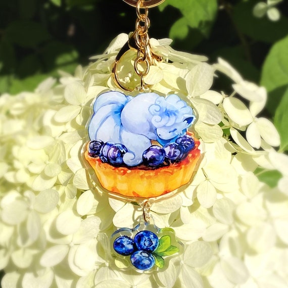 Vulpix Acrylic Keychain - Blueberry Tart / Cute Pokemon Charm / Vulpix Bag Accessory / Kawaii Pokemon Keychain / Cute Food Keychain