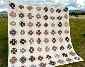 Newly Finished 1860-80s Churn Dash Antique Quilt Top