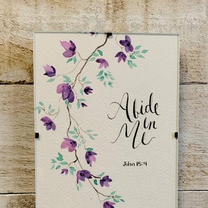 Blooming Vine, Acuarela, Arte de pared inspirador, Verso de la Escritura, Cita personalizada, Carta a mano