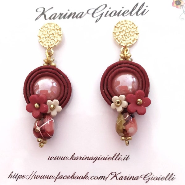 Orecchini soutache, orecchini piccoli, orecchini rotondi, gioielli soutache, idee regalo, fatto a mano in italia, accessori