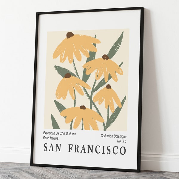 San Francisco Flower Market Poster, Museum Exhibition Print, Minimalist Gallery Wall Art Set, Office Decor, Boho Botanical Digital Poster