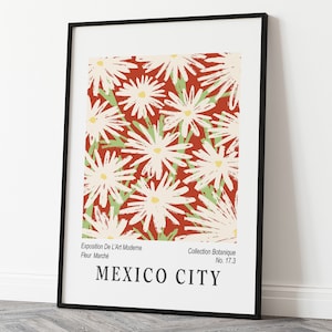 Mexico City Flower Market Poster, Museum Exhibition Print, Cool Gallery Wall Art, Office Decor, Eclectic Boho Botanical Digital Poster