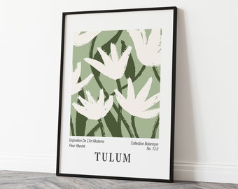 Tulum Flower Market Poster, Museum Exhibition Print, Cool Gallery Wall Art, Office Decor, Eclectic Boho Botanical Digital Poster, Mexico