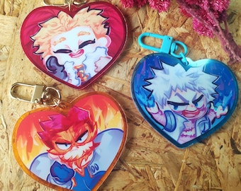 Hero bird flame & Villain todo charm keychain