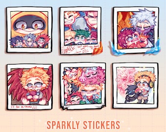 Hero/ villain polaroid sparkly stickers