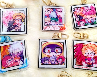 Polaroid heroe / villain keychains