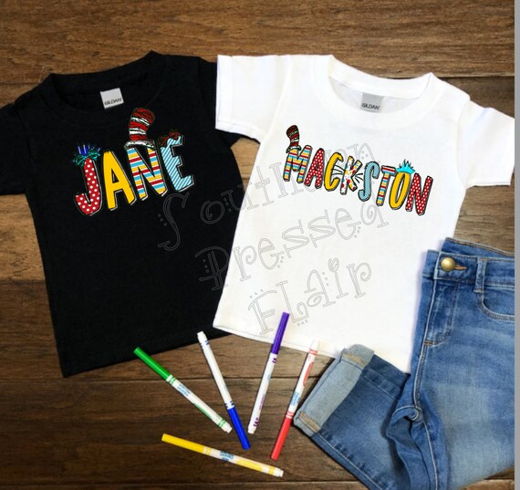 Personalized dr seuss clearance shirts