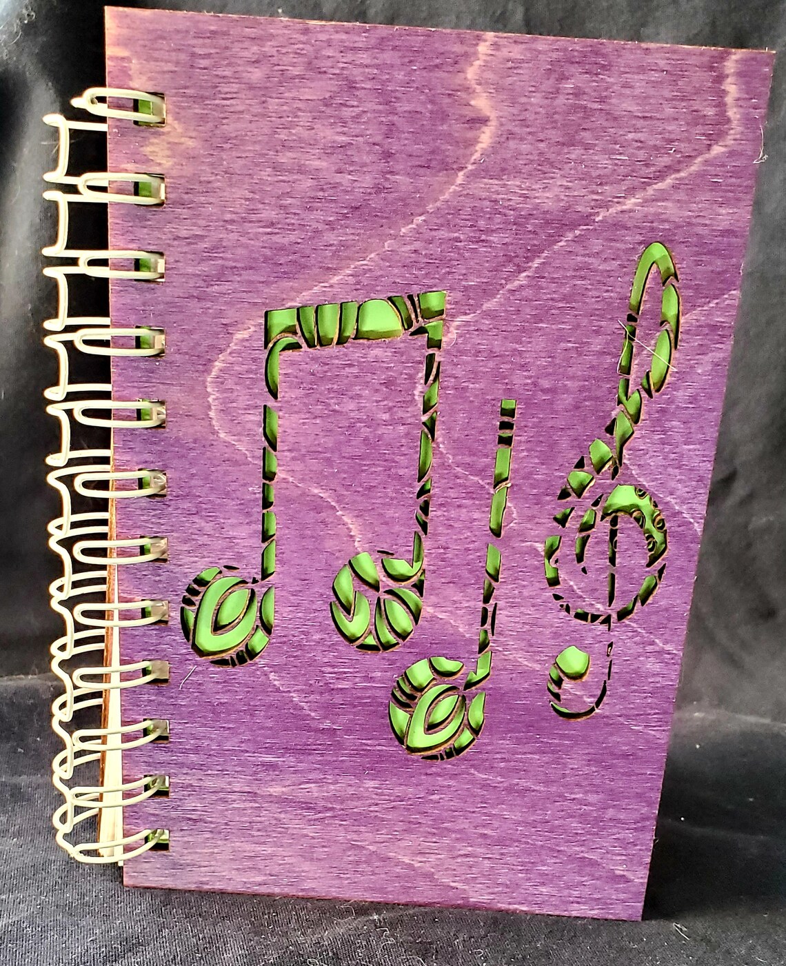 Wood Cover Music Note Journal Etsy