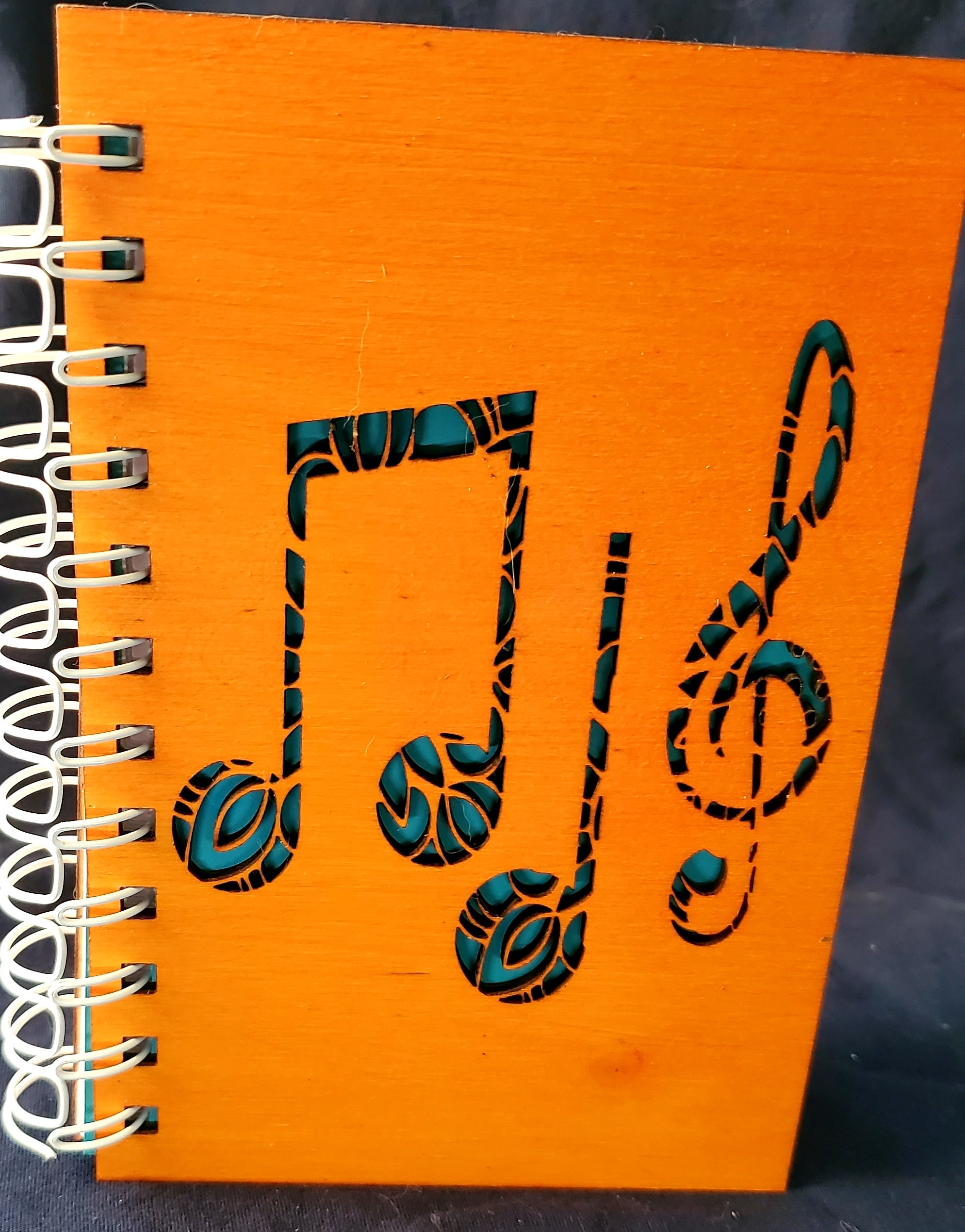 Wood Cover Music Note Journal Etsy