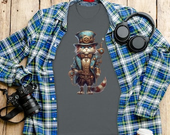 Steampunk Cat T-Shirt & Hoodie - Cool Vintage Design for Cat Lovers, Unique Graphic Tee for Cat Enthusiasts