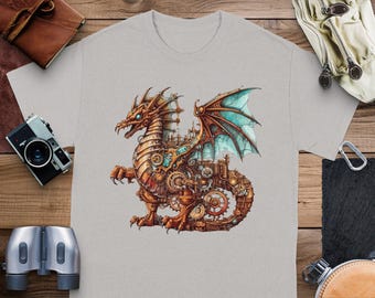 Steampunk Dragon Shirt - Fantasy Graphic Tee, Unique Artwork Top, Gift for Dragon Lovers & Mythical Creatures