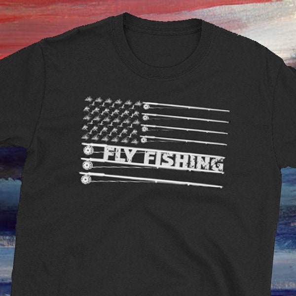 Fly Rod Fishing Flies American Flag  Unisex T-Shirt