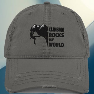 Climbing Rocks My World - Distressed Dad Hat