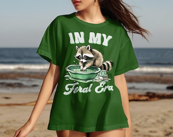 Lindo mapache en mi era salvaje, divertida camiseta con gráficos de animales, única para amantes de la vida salvaje, diseño de mapache de la era salvaje