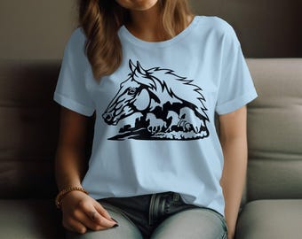 Horse and Foal, Wild Horse Graphic Tee, Equine Lover, Horseback Riding, Horse Print Stallion