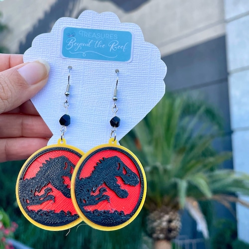 Jurassic World Earrings Jurassic Park 3D Printed Earrings Etsy