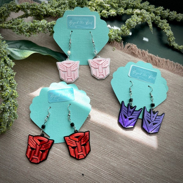Transformers 3D Printed Earrings - Autobots, Decepticons Earrings - Arcee earrings Transformers earrings - Maximals - TFcon earrings