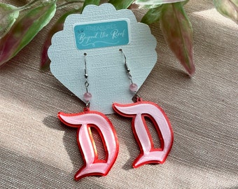 Red/Pink Disneyland D Earrings - Dapper D - 3D Printed Disneyland D earrings