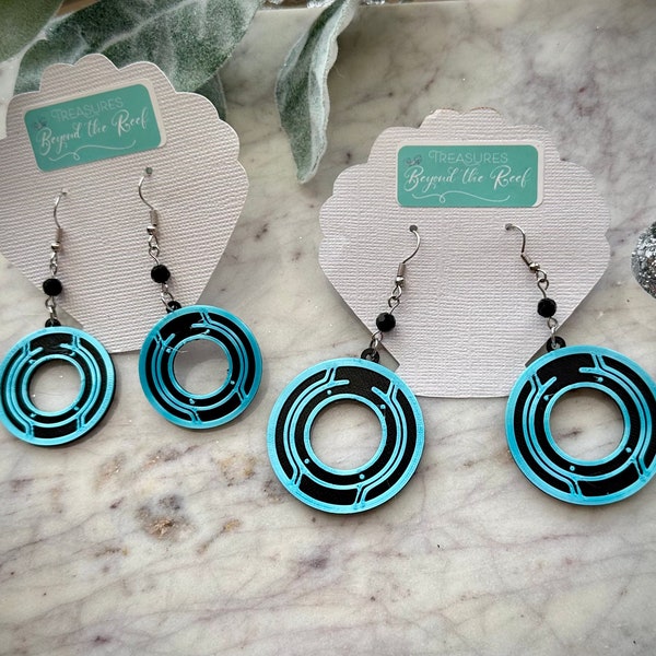 Tron Disc earrings - 3D printed Tron earrings - Tron Lightcycle run earrings - Disneyworld earrings