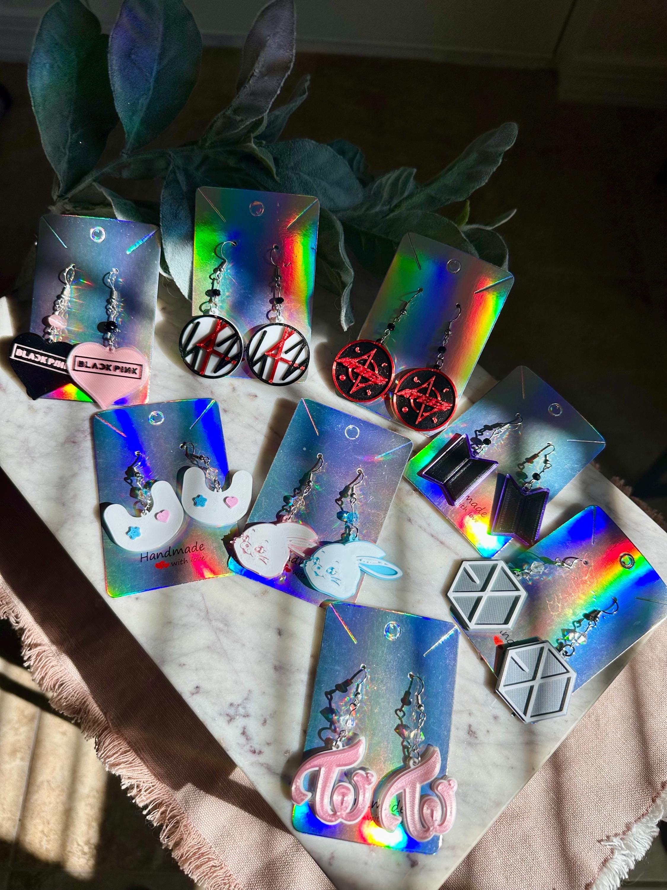 Kpop Earrings - Stray kids SKZ Ateez Earrings - ATINY - Crazy Form Bunny - Twice Once - BLINKS - Bts army - nwjn bunny earring fan stick exo