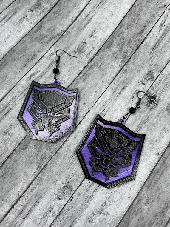 Black Panther 3D Printed Earrings Black Panther Earrings Avengers