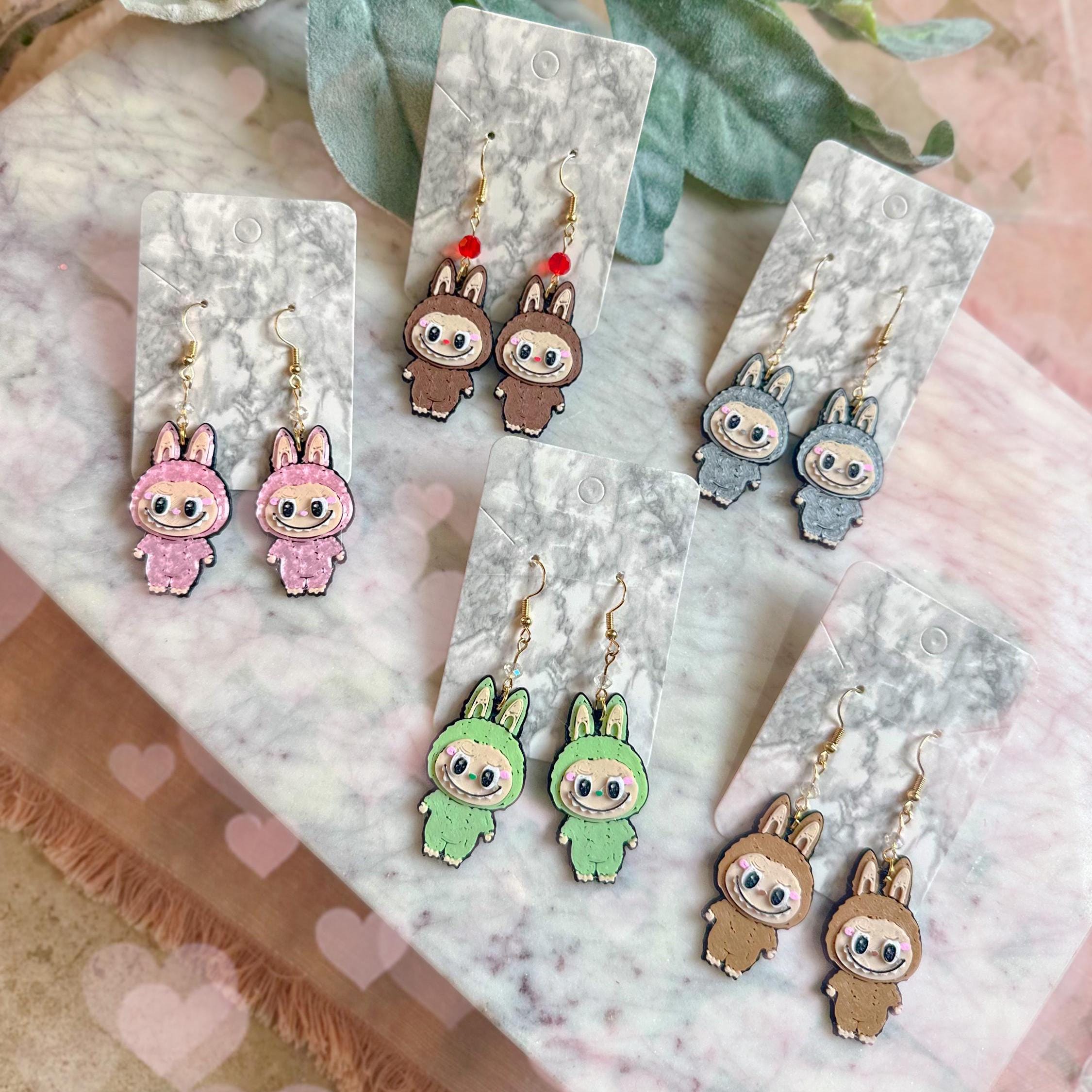 Labubu Earrings - 3D printed cute Monster earrings - Cute kawaii earrings - The monsters inspired earrings - Exciting Macaron earrings