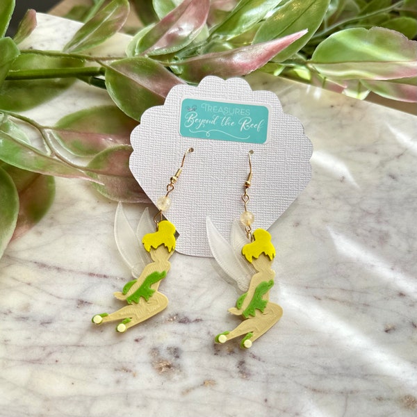 Tinkerbell 3D printed earrings - Disney inspired Tink earrings