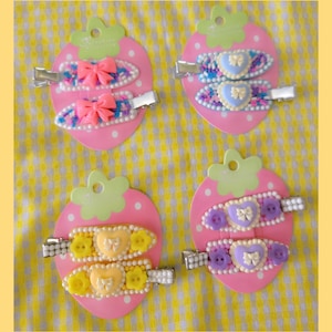 kawaii/ kawaii accessories/ decora/ jfashion/ fairy kei/ barrettes/ hair clips/pastel/ sprinkles/ bows/ hair/ handmade