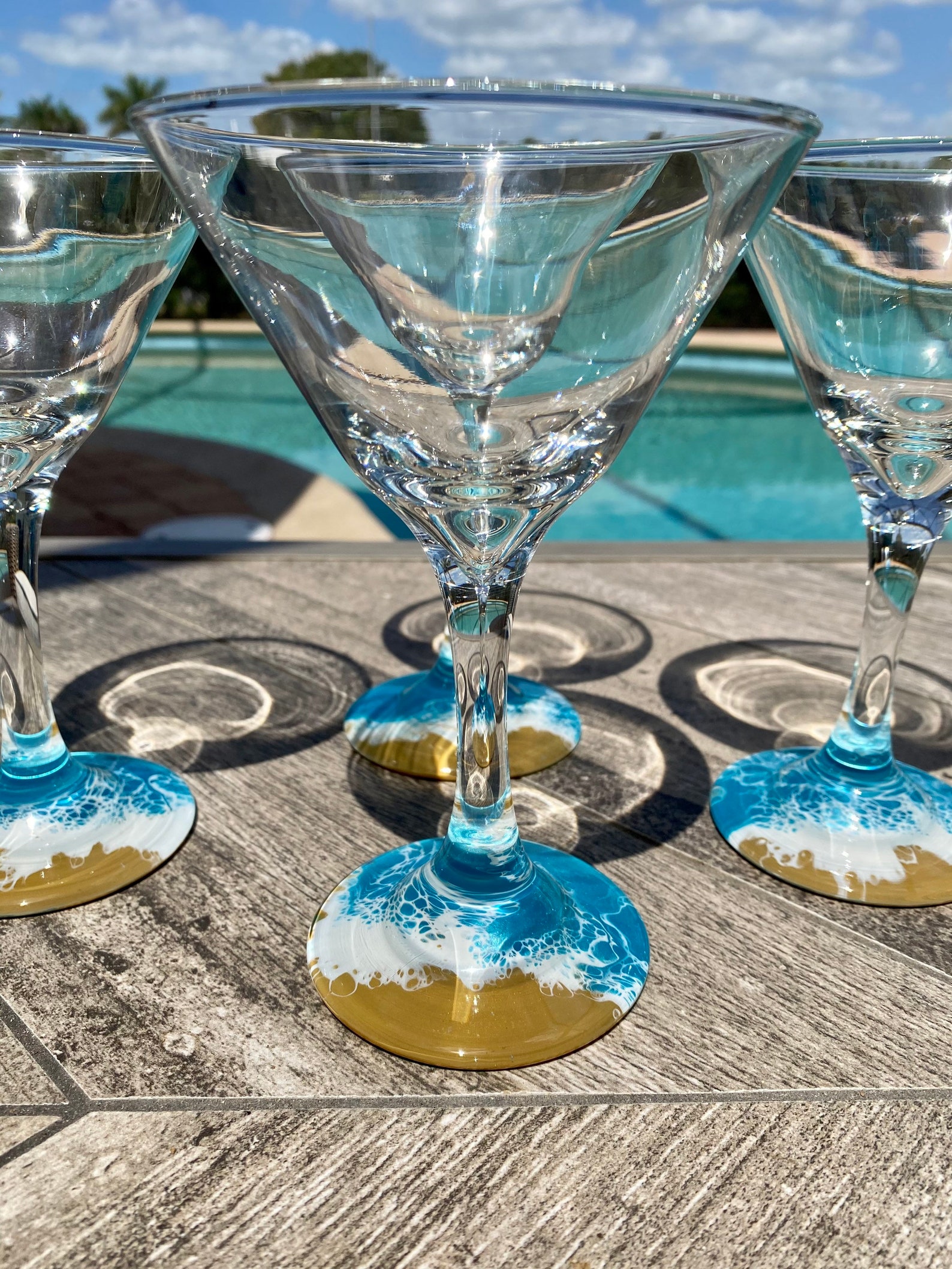 Ocean Theme Martini Glasses Set of 4 Martini Glasses Ocean Etsy