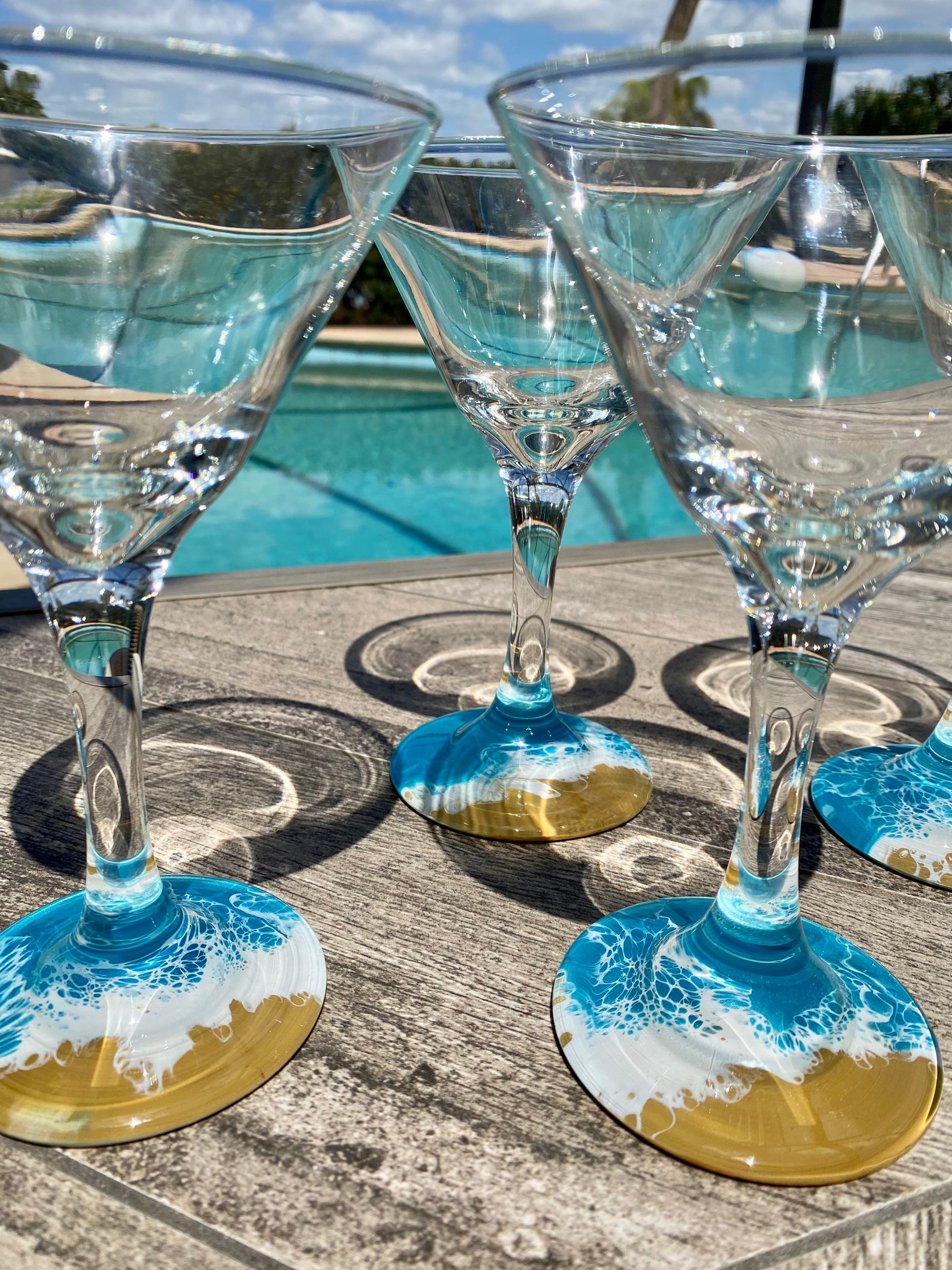 Ocean Theme Martini Glasses Set of 4 Martini Glasses Ocean Etsy