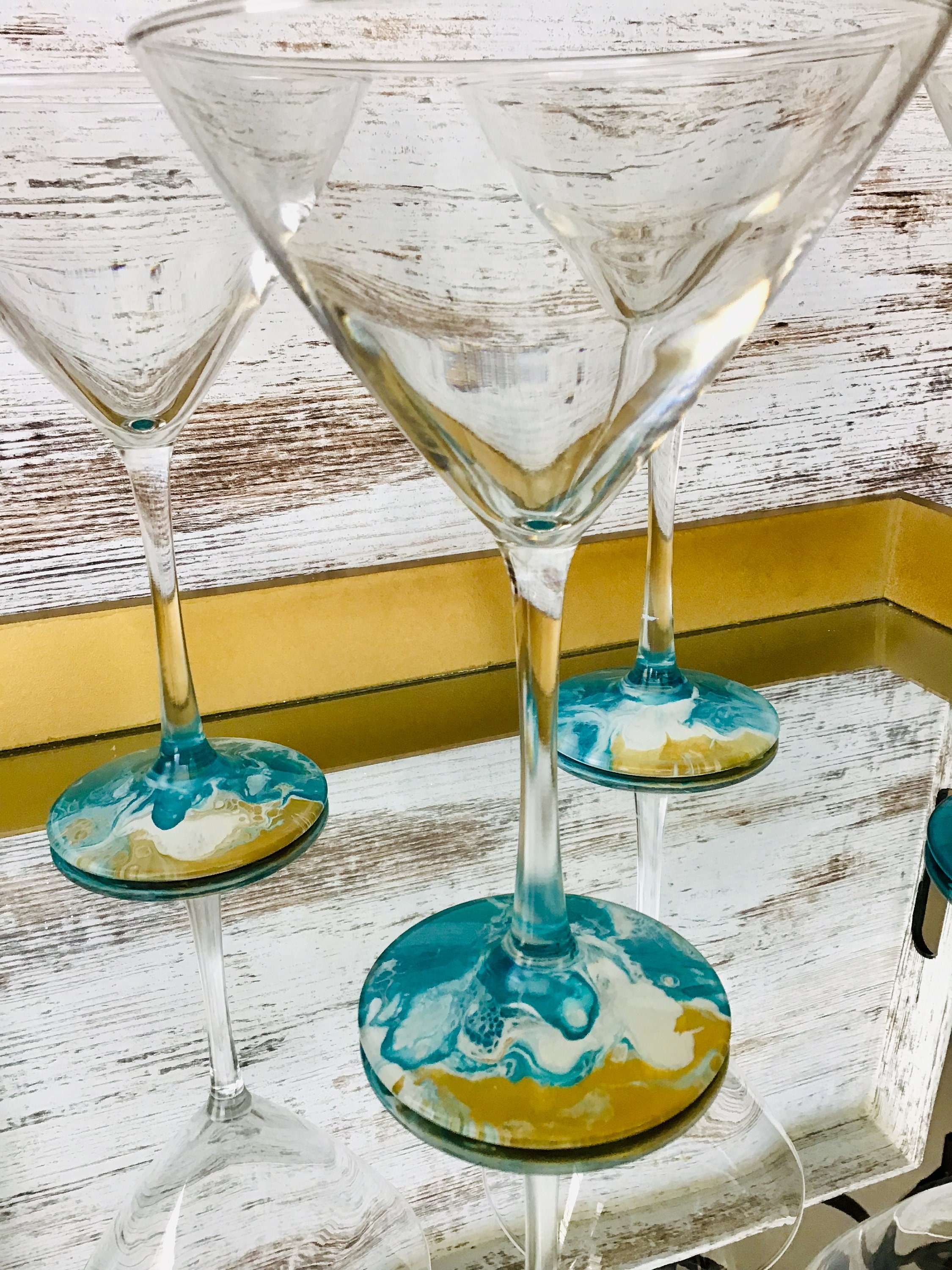 Ocean Theme Martini Glasses Set of 2 4 or 6 Martini Glasses Etsy