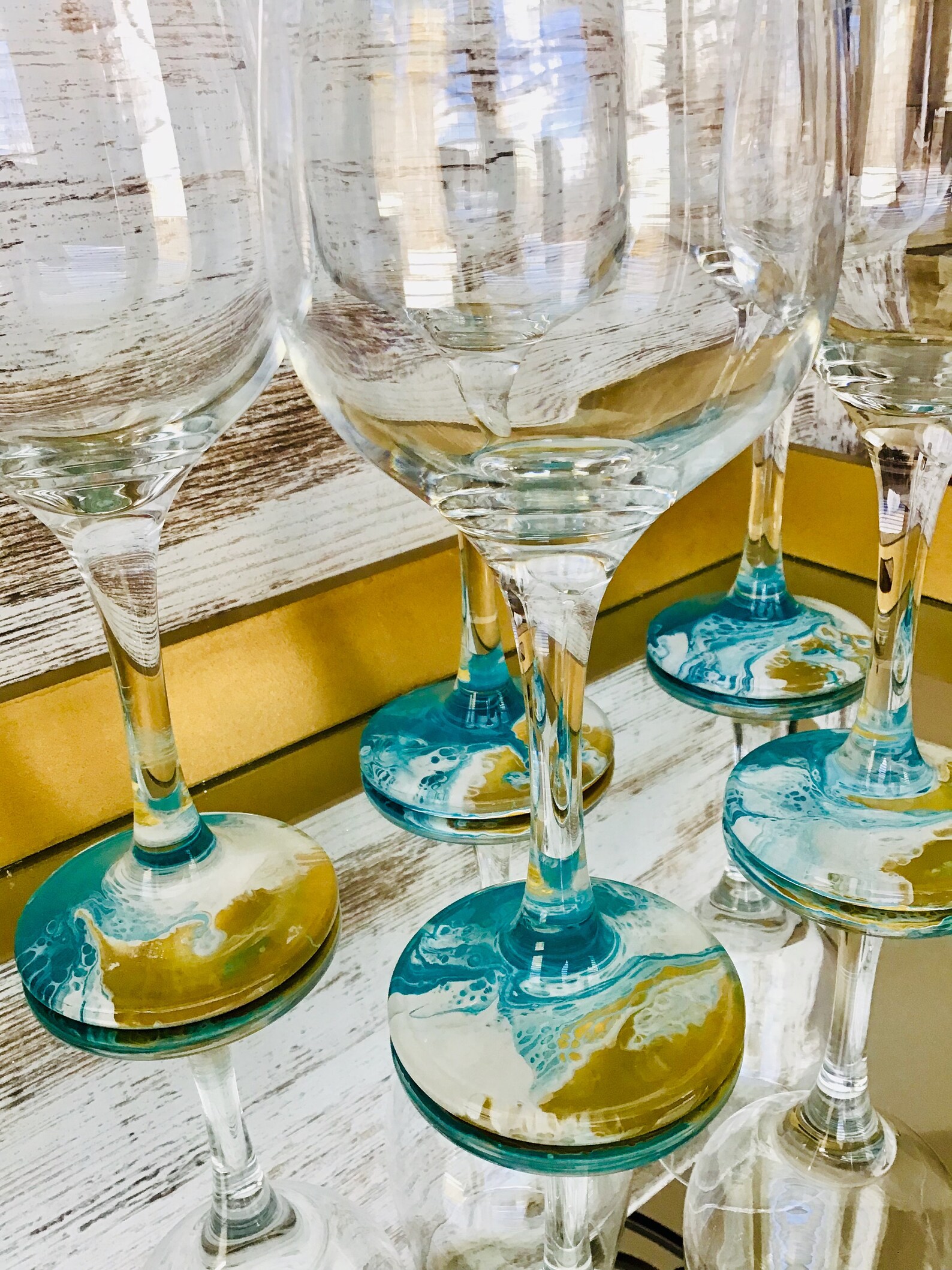 Ocean Theme Wine Glasses Set of 6 Wine Glasses Ocean Decor Etsy