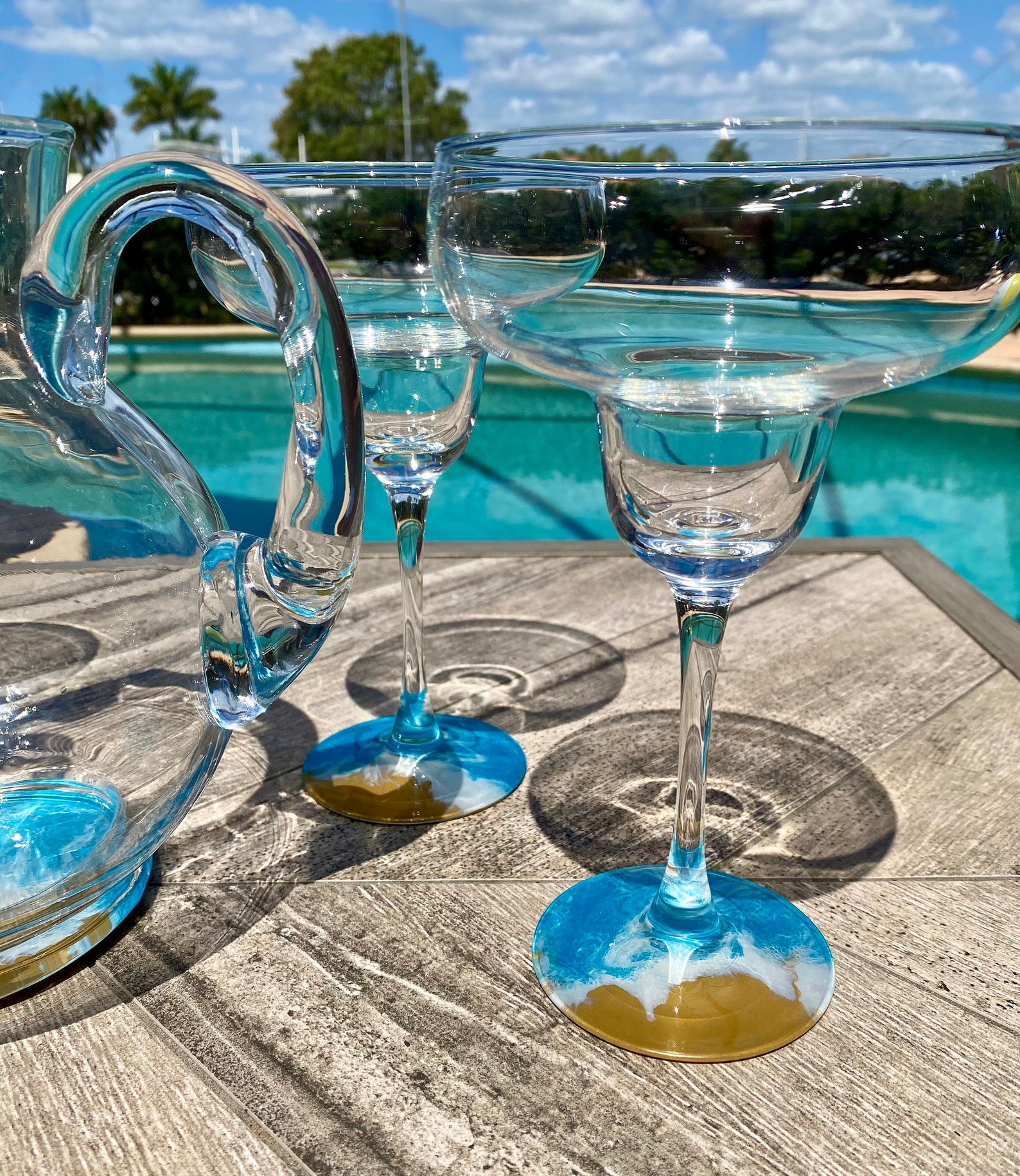 Margarita Pitcher and Glass Set Margarita Glasses Ocean Etsy